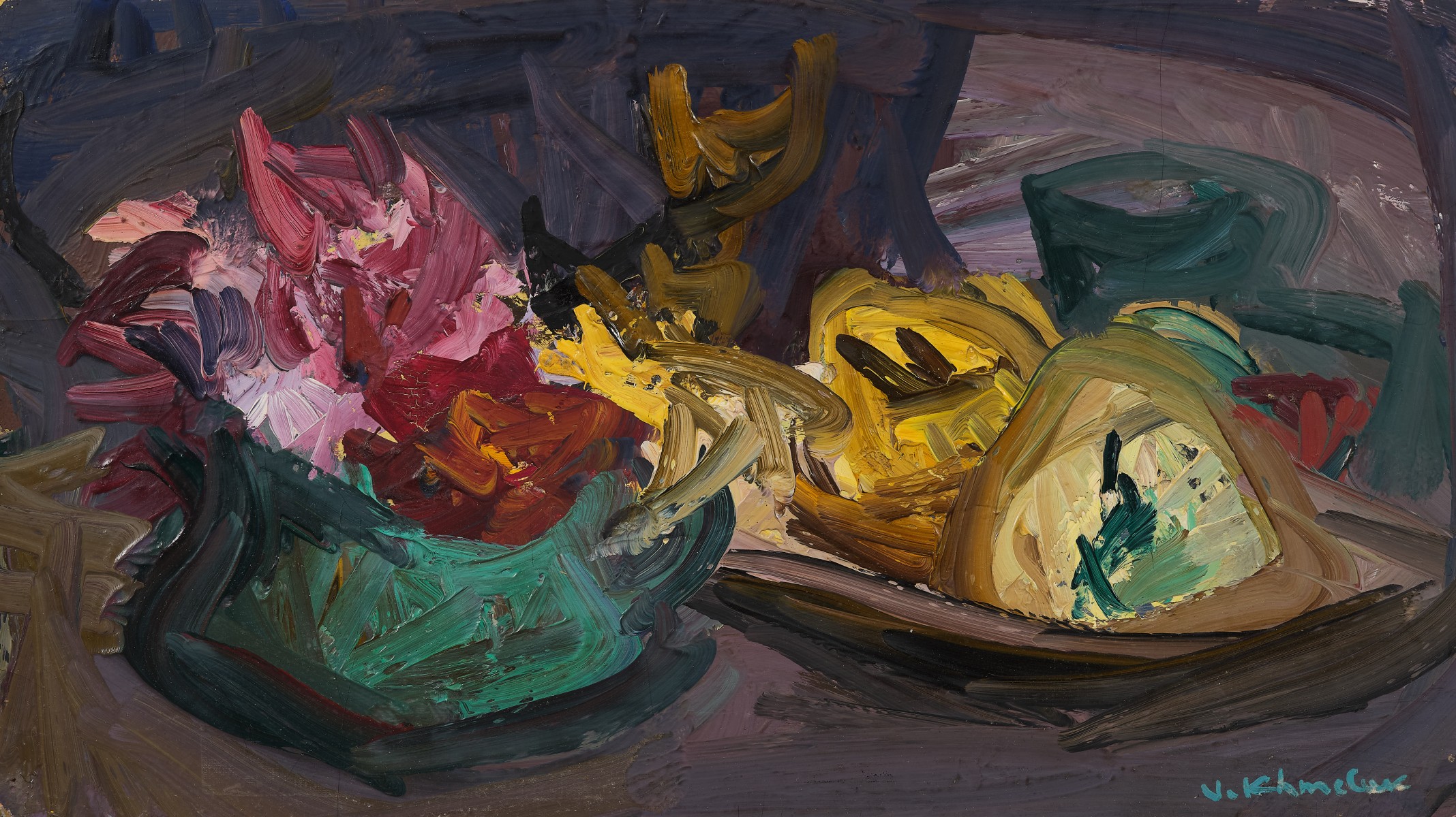 Narure morte aux fruits et au bouquet de fleurs